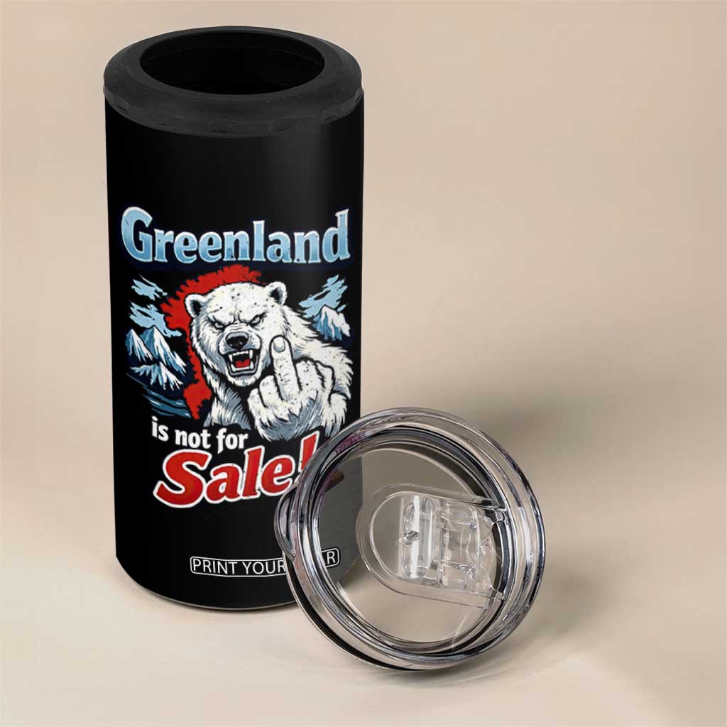 Greenland Is Not For Sale Protest 4 in 1 Can Cooler Tumbler Aggressive Polar Bear with Middle Finger Graphic TS02 Print Your Wear
