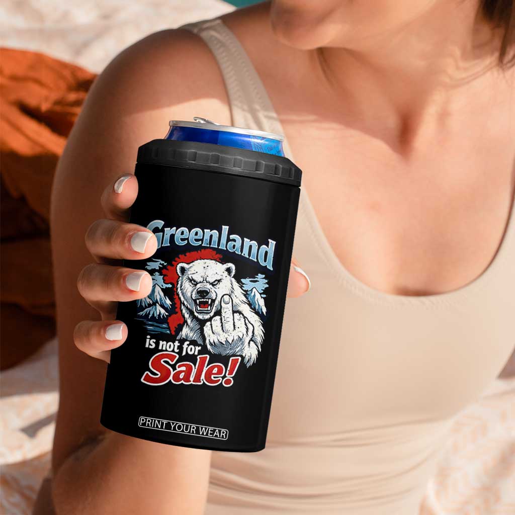 Greenland Is Not For Sale Protest 4 in 1 Can Cooler Tumbler Aggressive Polar Bear with Middle Finger Graphic TS02 Print Your Wear