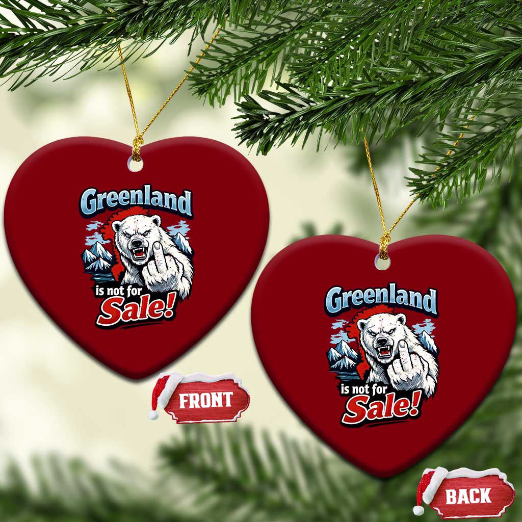Greenland Is Not For Sale Protest Ceramic Ornament Aggressive Polar Bear with Middle Finger Graphic TS02 Print Your Wear