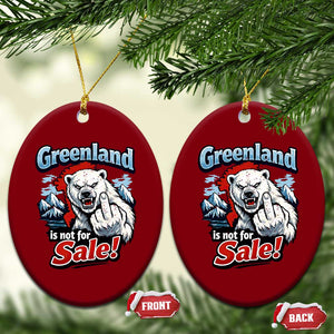 Greenland Is Not For Sale Protest Ceramic Ornament Aggressive Polar Bear with Middle Finger Graphic TS02 Print Your Wear