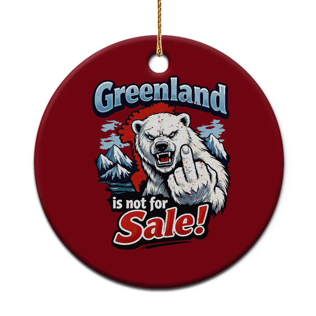Greenland Is Not For Sale Protest Ceramic Ornament Aggressive Polar Bear with Middle Finger Graphic TS02 1pc Red Print Your Wear