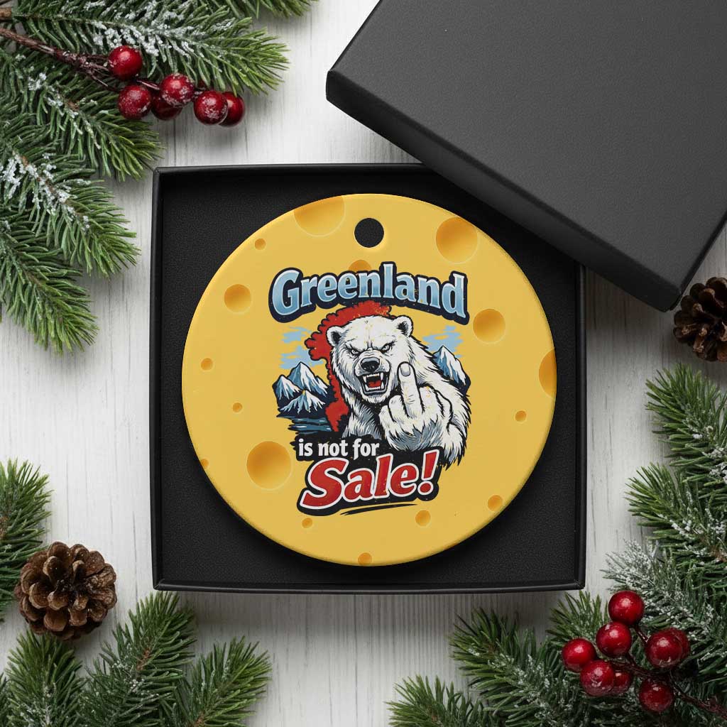 Greenland Is Not For Sale Protest Ceramic Ornament Aggressive Polar Bear with Middle Finger Graphic TS02 1pc Yellow Cheese Print Your Wear