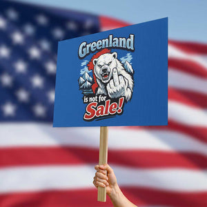 Greenland Is Not For Sale Protest Protest Sign Aggressive Polar Bear with Middle Finger Graphic TS02 Horizontal 18" × 24" Blue Print Your Wear