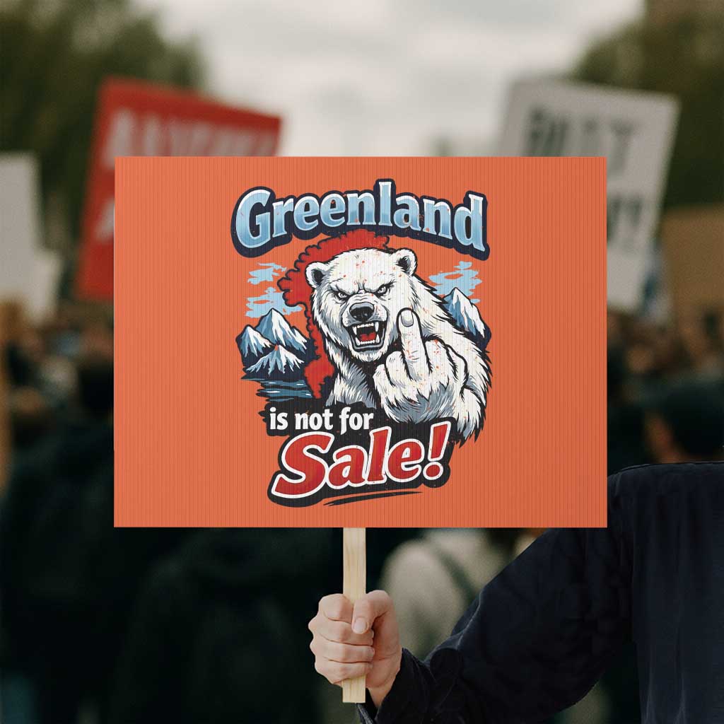 Greenland Is Not For Sale Protest Protest Sign Aggressive Polar Bear with Middle Finger Graphic TS02 Horizontal 18