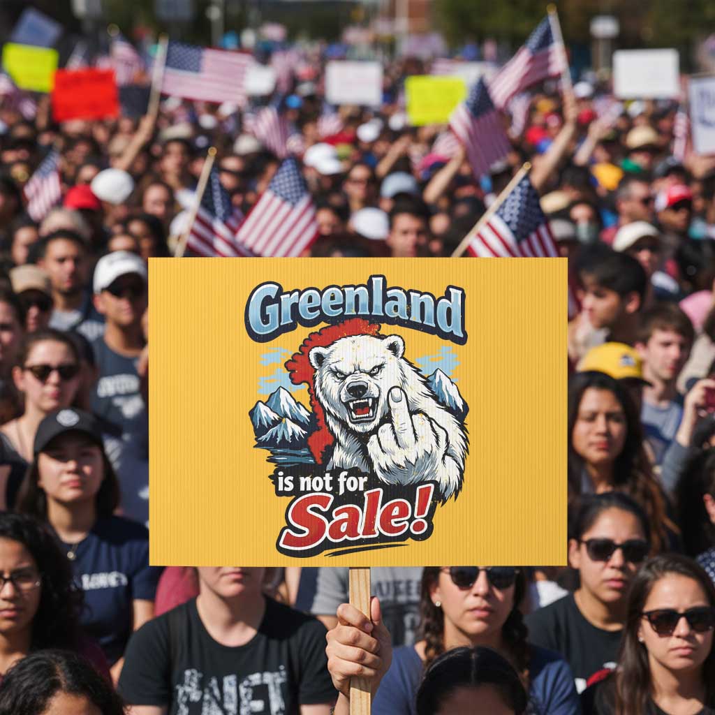 Greenland Is Not For Sale Protest Protest Sign Aggressive Polar Bear with Middle Finger Graphic TS02 Horizontal 18