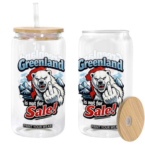 Greenland Is Not For Sale Protest Glass Can Aggressive Polar Bear with Middle Finger Graphic TS02 Print Your Wear