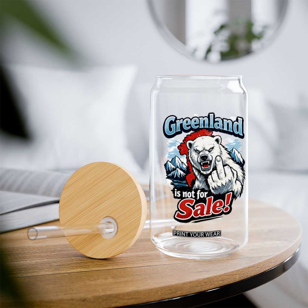Greenland Is Not For Sale Protest Glass Can Aggressive Polar Bear with Middle Finger Graphic TS02 Print Your Wear