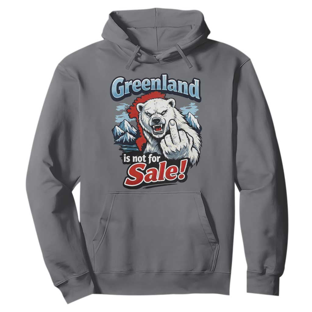 Greenland Is Not For Sale Protest Hoodie Aggressive Polar Bear with Middle Finger Graphic TS02 Charcoal Print Your Wear