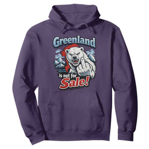 Greenland Is Not For Sale Protest Hoodie Aggressive Polar Bear with Middle Finger Graphic TS02 Purple Print Your Wear