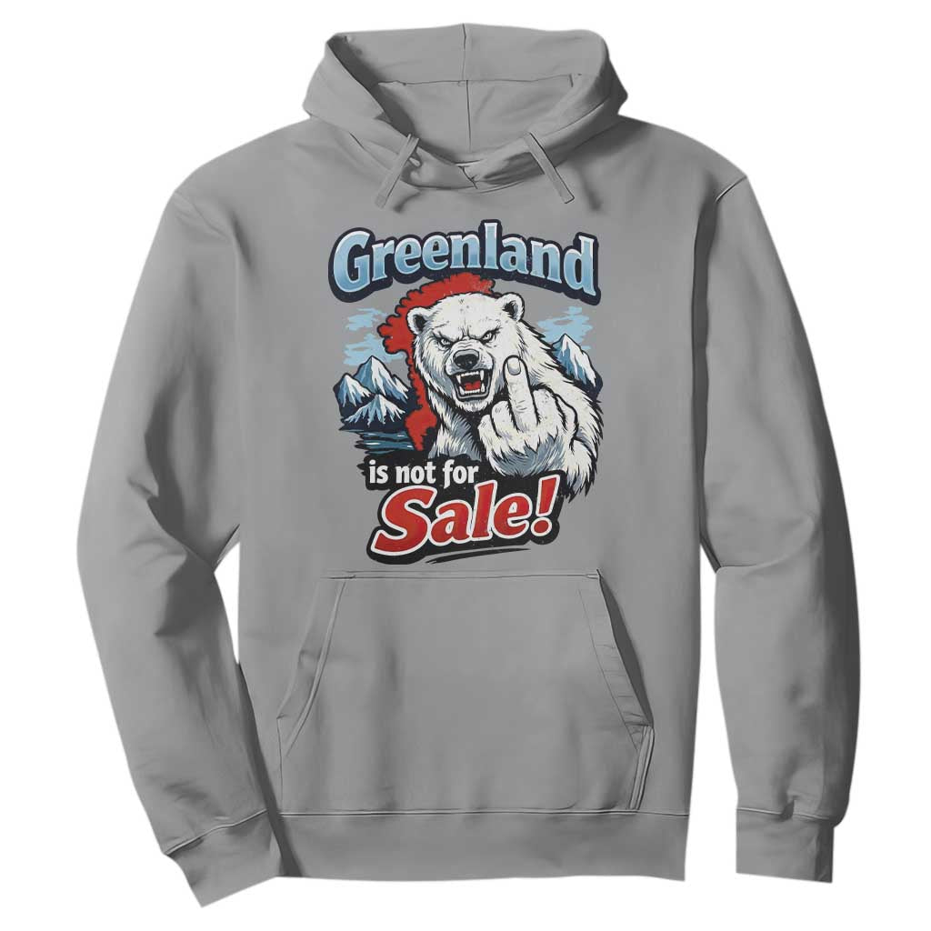 Greenland Is Not For Sale Protest Hoodie Aggressive Polar Bear with Middle Finger Graphic TS02 Sport Gray Print Your Wear