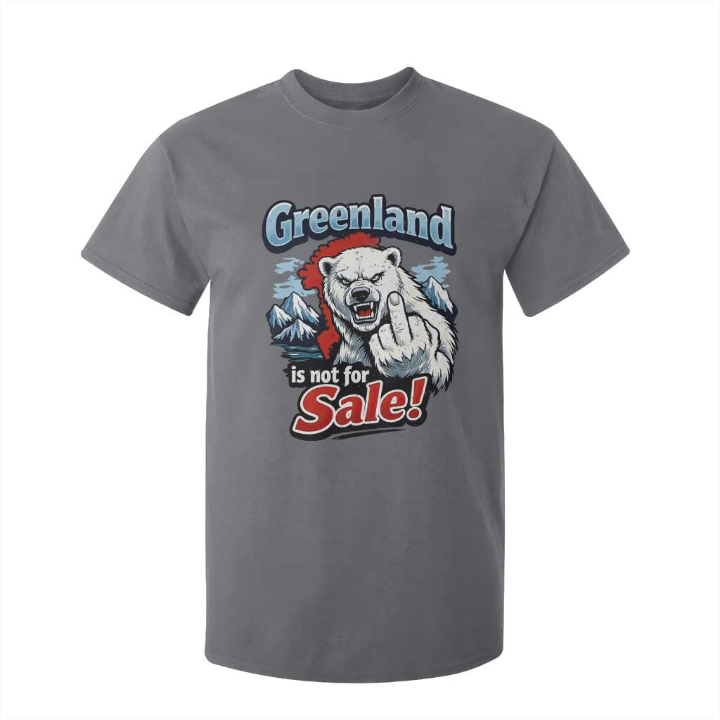 Greenland Is Not For Sale Protest T Shirt For Kid Aggressive Polar Bear with Middle Finger Graphic TS02 Charcoal Print Your Wear