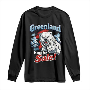 Greenland Is Not For Sale Protest Long Sleeve Shirt Aggressive Polar Bear with Middle Finger Graphic TS02 Black Print Your Wear