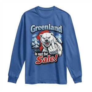 Greenland Is Not For Sale Protest Long Sleeve Shirt Aggressive Polar Bear with Middle Finger Graphic TS02 Royal Blue Print Your Wear