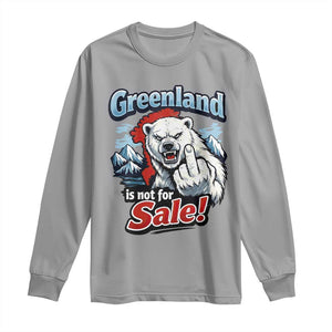 Greenland Is Not For Sale Protest Long Sleeve Shirt Aggressive Polar Bear with Middle Finger Graphic TS02 Sport Gray Print Your Wear