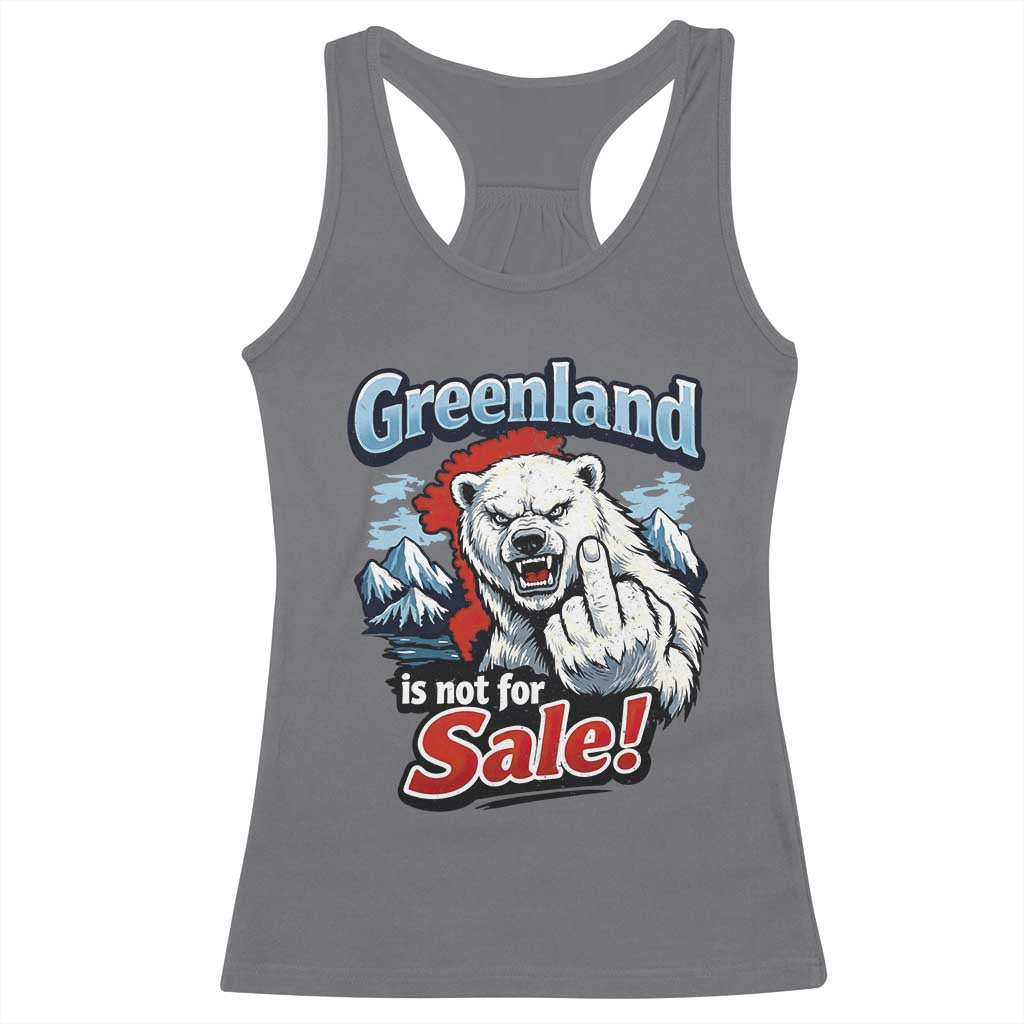 Greenland Is Not For Sale Protest Racerback Tank Top Aggressive Polar Bear with Middle Finger Graphic TS02 Charcoal Print Your Wear