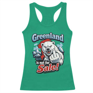 Greenland Is Not For Sale Protest Racerback Tank Top Aggressive Polar Bear with Middle Finger Graphic TS02 Irish Green Print Your Wear