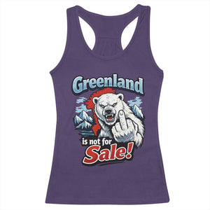 Greenland Is Not For Sale Protest Racerback Tank Top Aggressive Polar Bear with Middle Finger Graphic TS02 Purple Print Your Wear