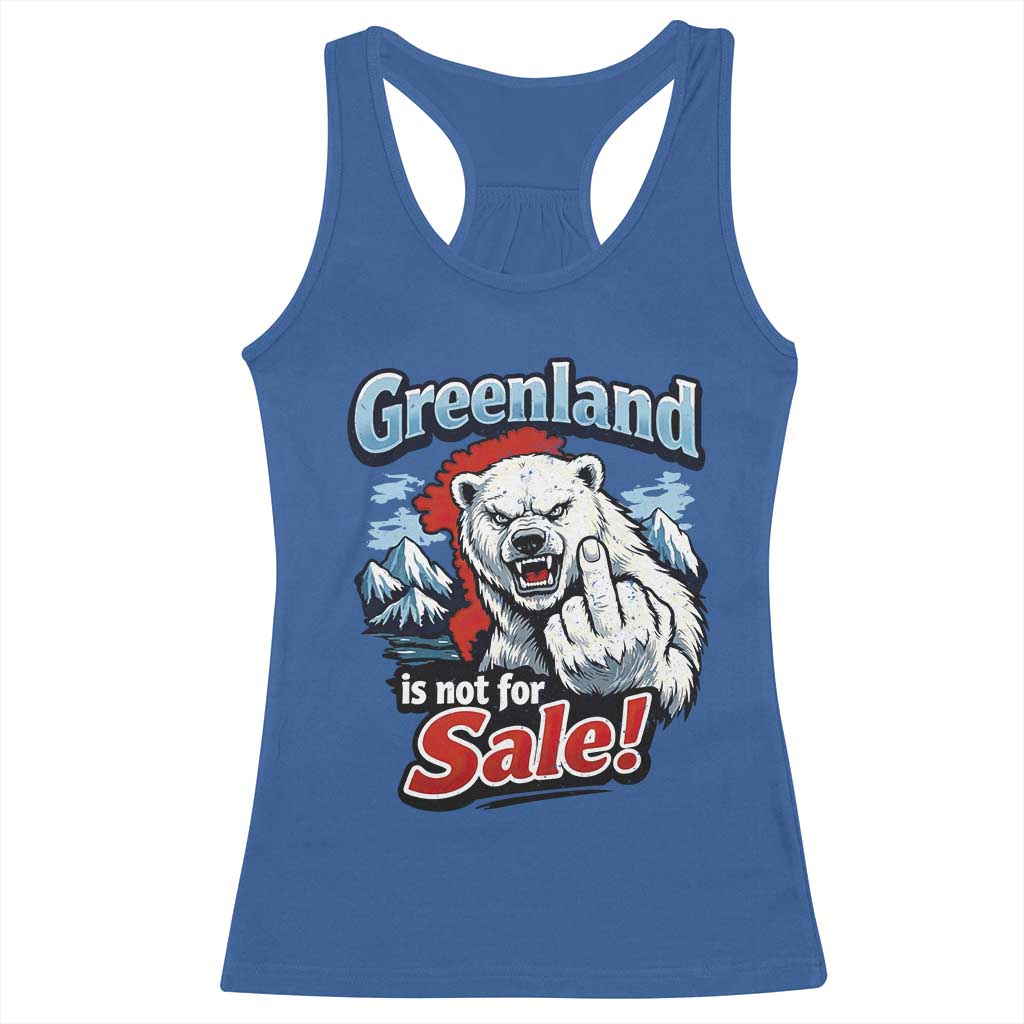 Greenland Is Not For Sale Protest Racerback Tank Top Aggressive Polar Bear with Middle Finger Graphic TS02 Royal Blue Print Your Wear