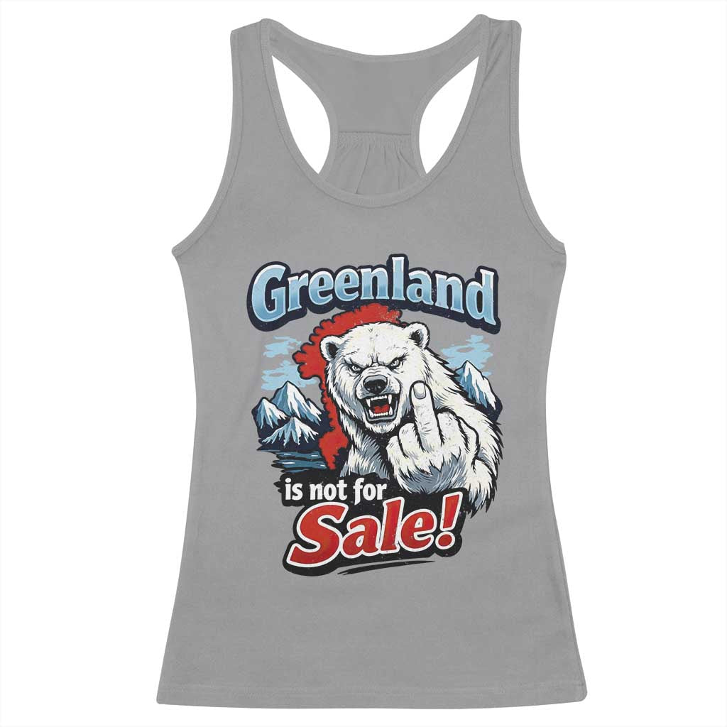 Greenland Is Not For Sale Protest Racerback Tank Top Aggressive Polar Bear with Middle Finger Graphic TS02 Sport Gray Print Your Wear
