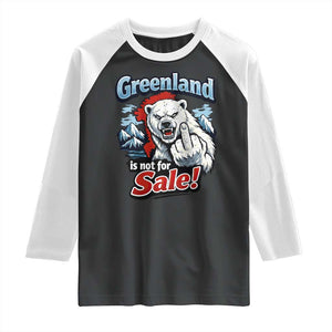 Greenland Is Not For Sale Protest Raglan Shirt Aggressive Polar Bear with Middle Finger Graphic TS02 Black White Print Your Wear