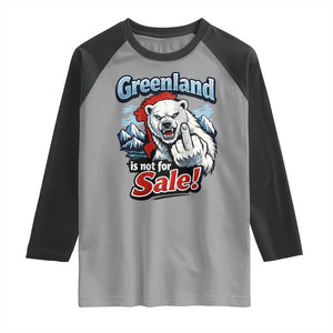 Greenland Is Not For Sale Protest Raglan Shirt Aggressive Polar Bear with Middle Finger Graphic TS02 Sport Gray Black Print Your Wear