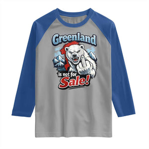 Greenland Is Not For Sale Protest Raglan Shirt Aggressive Polar Bear with Middle Finger Graphic TS02 Sport Gray Royal Print Your Wear