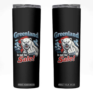 Greenland Is Not For Sale Protest Skinny Tumbler Aggressive Polar Bear with Middle Finger Graphic TS02 Black Print Your Wear