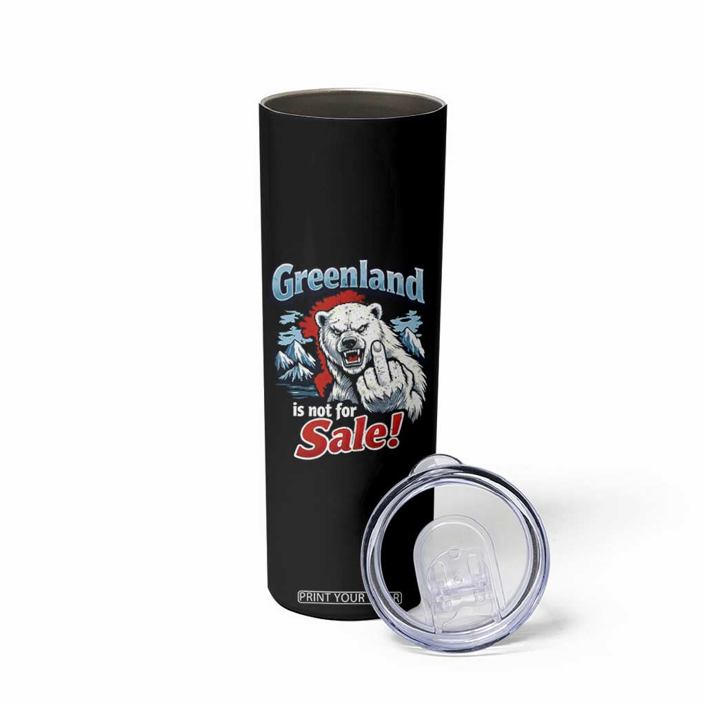 Greenland Is Not For Sale Protest Skinny Tumbler Aggressive Polar Bear with Middle Finger Graphic TS02 Print Your Wear