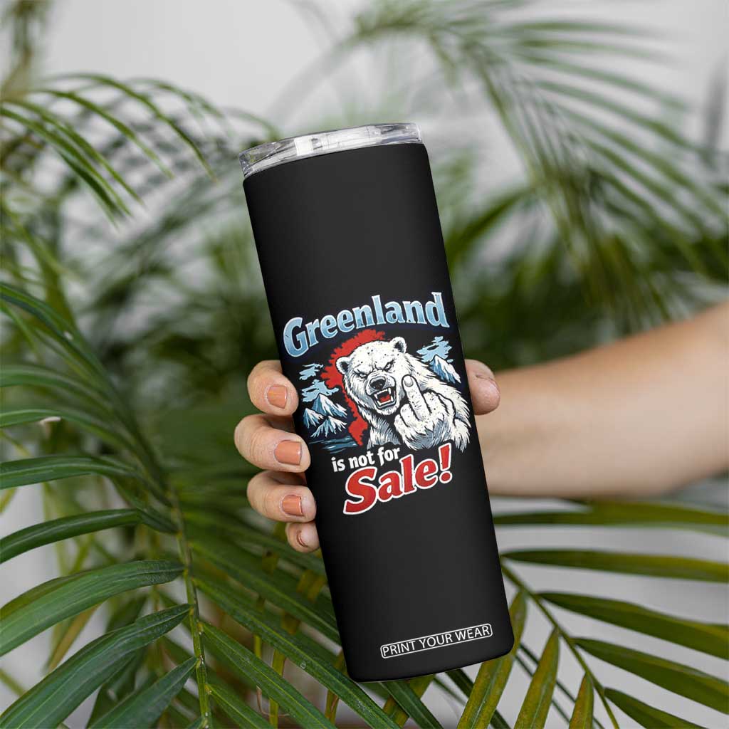 Greenland Is Not For Sale Protest Skinny Tumbler Aggressive Polar Bear with Middle Finger Graphic TS02 Print Your Wear