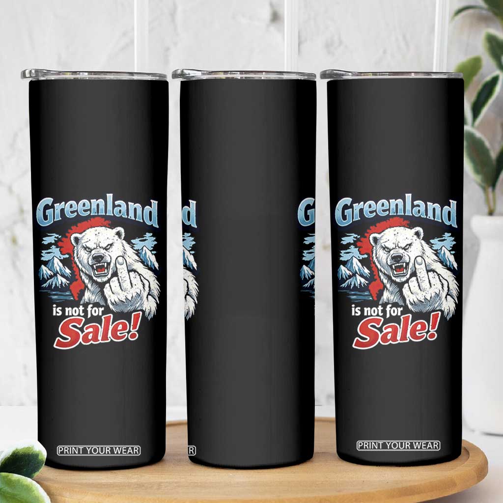 Greenland Is Not For Sale Protest Skinny Tumbler Aggressive Polar Bear with Middle Finger Graphic TS02 Print Your Wear