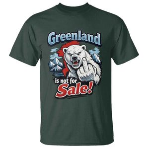 Greenland Is Not For Sale Protest T Shirt Aggressive Polar Bear with Middle Finger Graphic TS02 Dark Forest Green Print Your Wear