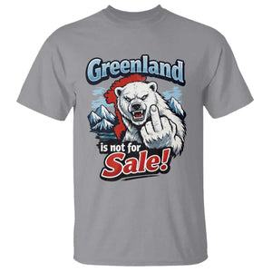 Greenland Is Not For Sale Protest T Shirt Aggressive Polar Bear with Middle Finger Graphic TS02 Sport Gray Print Your Wear