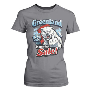 Greenland Is Not For Sale Protest T Shirt For Women Aggressive Polar Bear with Middle Finger Graphic TS02 Charcoal Print Your Wear
