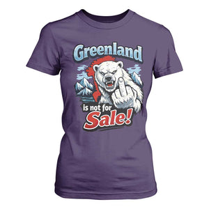 Greenland Is Not For Sale Protest T Shirt For Women Aggressive Polar Bear with Middle Finger Graphic TS02 Purple Print Your Wear