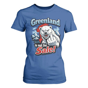 Greenland Is Not For Sale Protest T Shirt For Women Aggressive Polar Bear with Middle Finger Graphic TS02 Royal Blue Print Your Wear