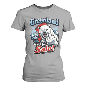 Greenland Is Not For Sale Protest T Shirt For Women Aggressive Polar Bear with Middle Finger Graphic TS02 Sport Gray Print Your Wear