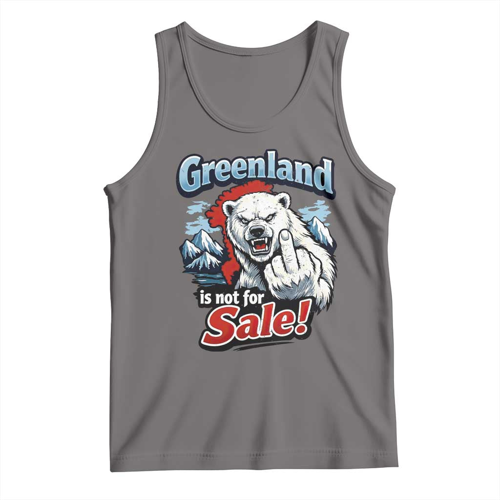 Greenland Is Not For Sale Protest Tank Top Aggressive Polar Bear with Middle Finger Graphic TS02 Deep Heather Print Your Wear