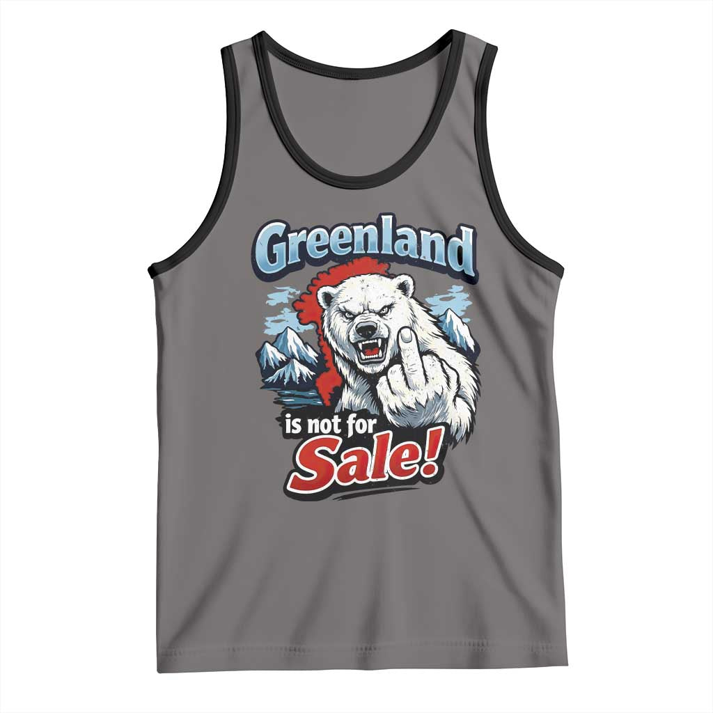 Greenland Is Not For Sale Protest Tank Top Aggressive Polar Bear with Middle Finger Graphic TS02 Deep Heather Black Print Your Wear
