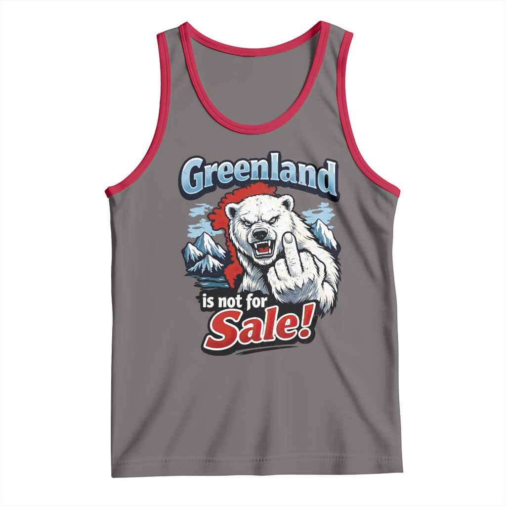 Greenland Is Not For Sale Protest Tank Top Aggressive Polar Bear with Middle Finger Graphic TS02 Deep Heather Red Print Your Wear