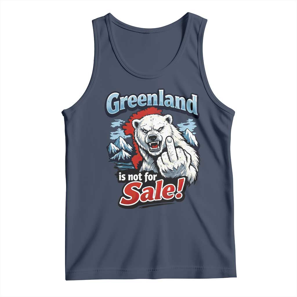 Greenland Is Not For Sale Protest Tank Top Aggressive Polar Bear with Middle Finger Graphic TS02 Navy Print Your Wear