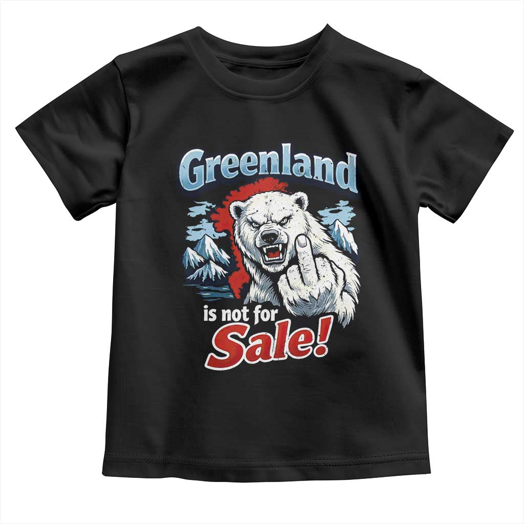 Greenland Is Not For Sale Protest Toddler T Shirt Aggressive Polar Bear with Middle Finger Graphic TS02 Black Print Your Wear