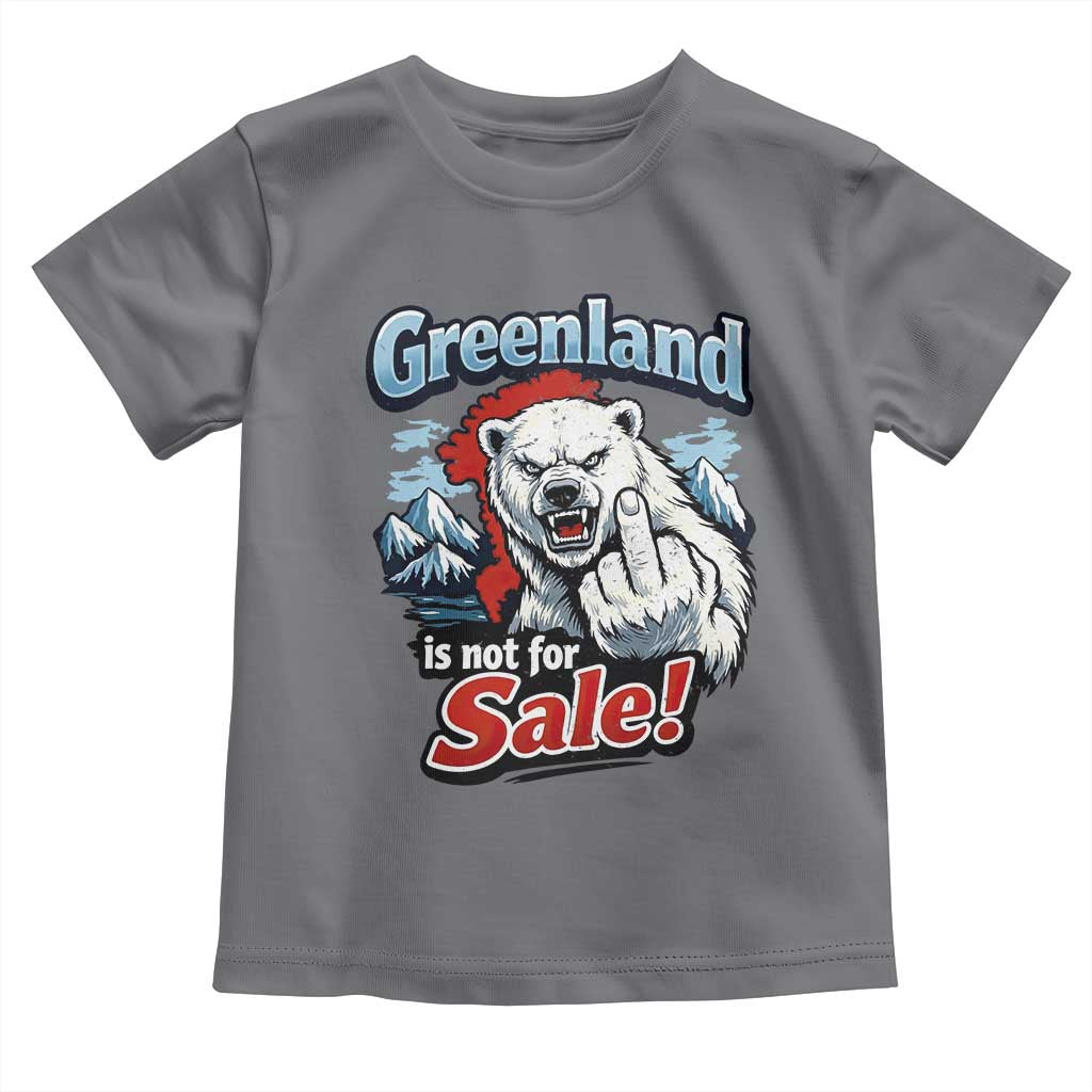 Greenland Is Not For Sale Protest Toddler T Shirt Aggressive Polar Bear with Middle Finger Graphic TS02 Charcoal Print Your Wear