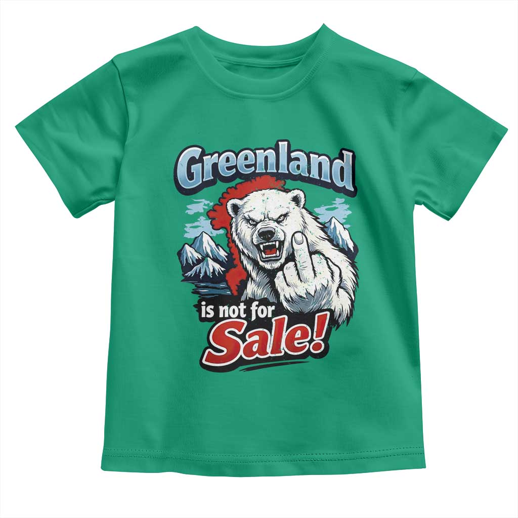 Greenland Is Not For Sale Protest Toddler T Shirt Aggressive Polar Bear with Middle Finger Graphic TS02 Irish Green Print Your Wear