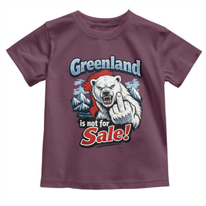 Greenland Is Not For Sale Protest Toddler T Shirt Aggressive Polar Bear with Middle Finger Graphic TS02 Maroon Print Your Wear