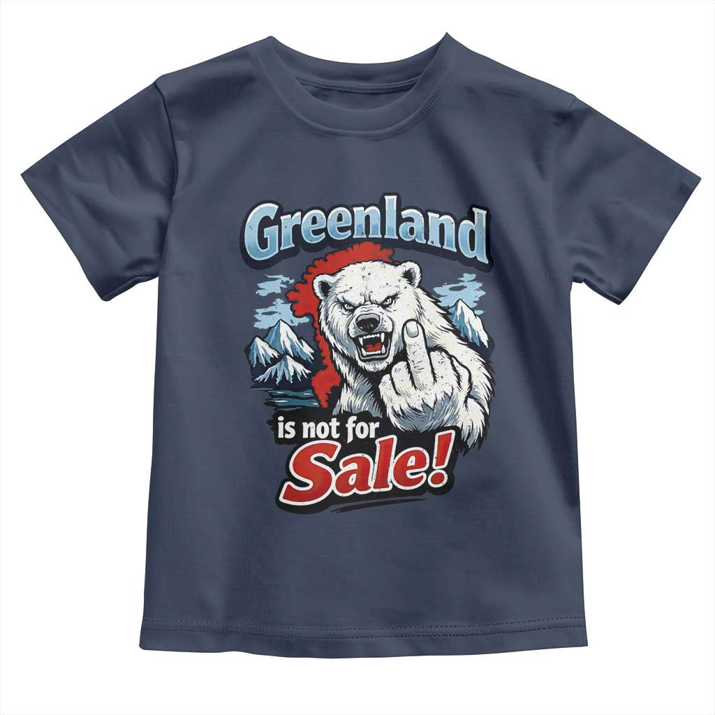 Greenland Is Not For Sale Protest Toddler T Shirt Aggressive Polar Bear with Middle Finger Graphic TS02 Navy Print Your Wear