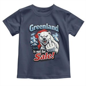 Greenland Is Not For Sale Protest Toddler T Shirt Aggressive Polar Bear with Middle Finger Graphic TS02 Navy Print Your Wear