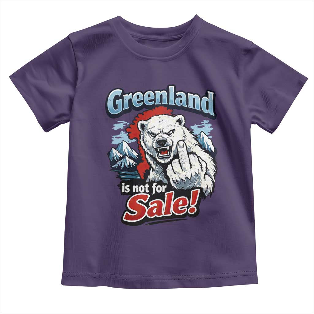 Greenland Is Not For Sale Protest Toddler T Shirt Aggressive Polar Bear with Middle Finger Graphic TS02 Purple Print Your Wear