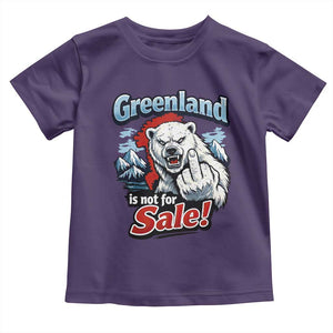 Greenland Is Not For Sale Protest Toddler T Shirt Aggressive Polar Bear with Middle Finger Graphic TS02 Purple Print Your Wear