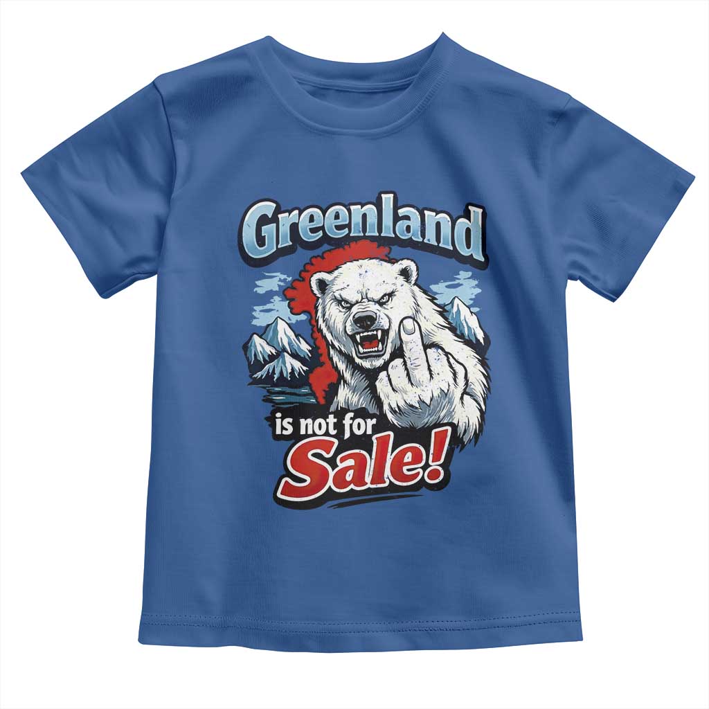 Greenland Is Not For Sale Protest Toddler T Shirt Aggressive Polar Bear with Middle Finger Graphic TS02 Royal Blue Print Your Wear