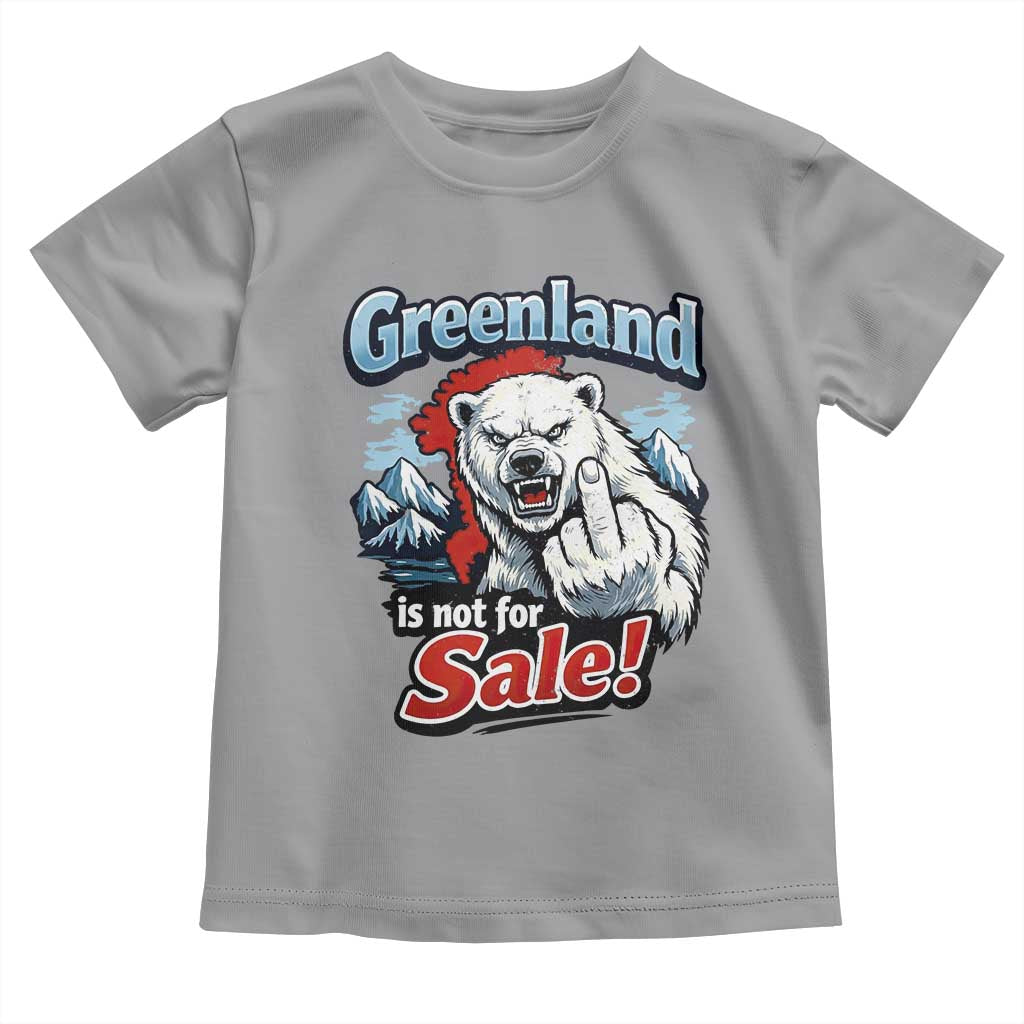 Greenland Is Not For Sale Protest Toddler T Shirt Aggressive Polar Bear with Middle Finger Graphic TS02 Sport Gray Print Your Wear